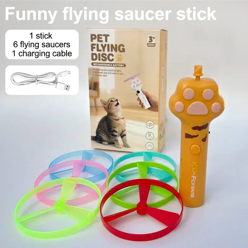 Rechargeable Cat Disc Launcher Toy – Interactive Flying Disc Fetch Toy for Cats & Dogs | Indoor & Outdoor Pet Hunting Game CJ