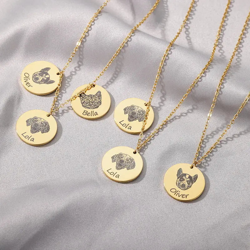 Personalized Dog Necklace – Custom Engraved Pet Pendant Stainless Steel Gift CJ