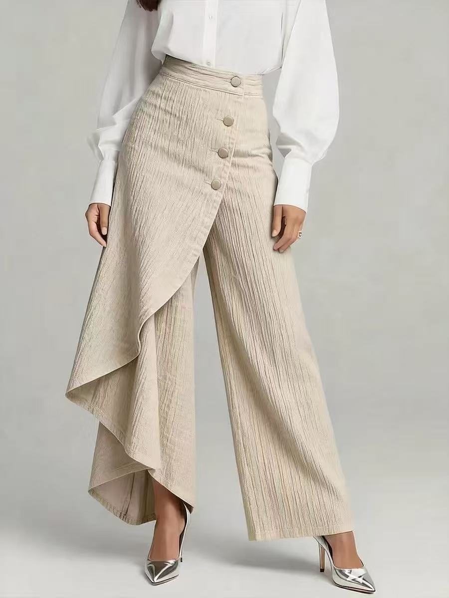 Womens Wide Leg Printed Pants  Casual Mid Waist Loose Fit Trousers | Trendy Streetwear Long Pants TED