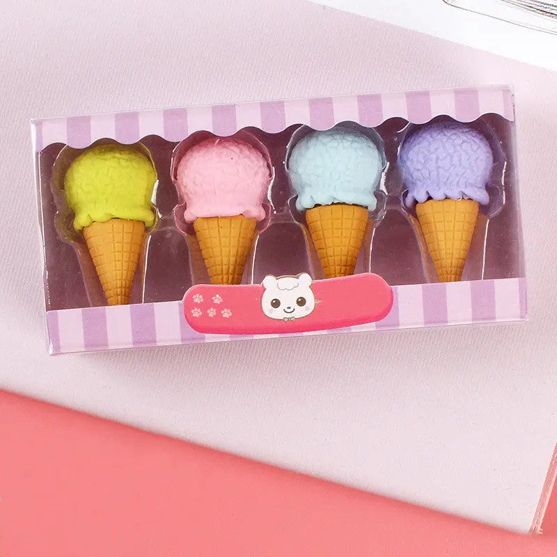 Cartoon Dessert Eraser Set – 12PCS Cute School Supplies for Kids CJ