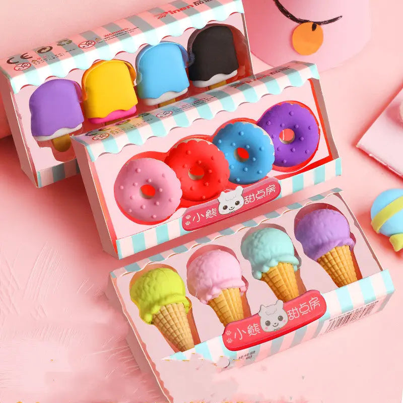 Cartoon Dessert Eraser Set – 12PCS Cute School Supplies for Kids CJ