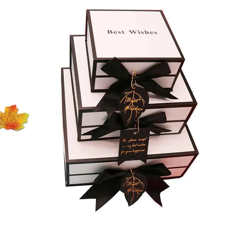 Luxury Book Style Gift Box with Lid – Premium Cardboard Gift Packaging Set with Bag & Raffia Options