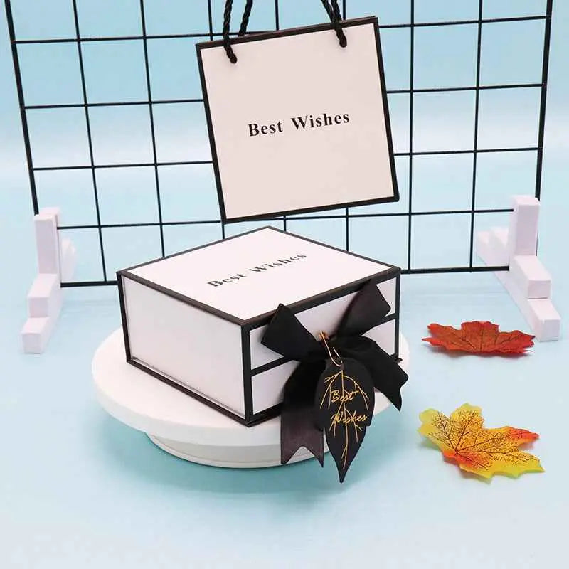 Luxury Book Style Gift Box with Lid – Premium Cardboard Gift Packaging Set with Bag & Raffia Options
