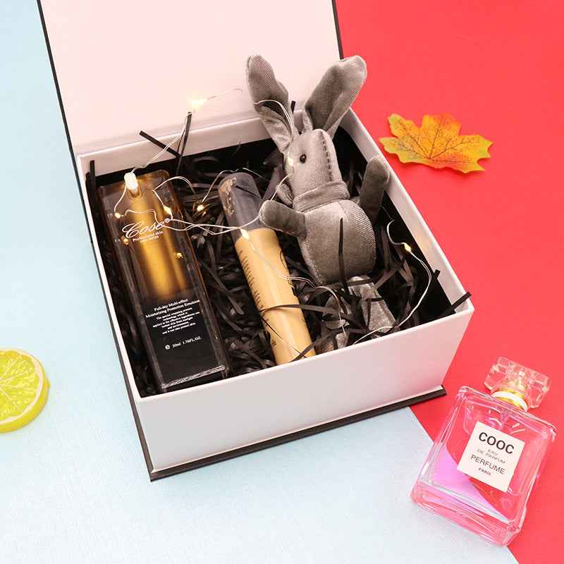 Luxury Book Style Gift Box with Lid – Premium Cardboard Gift Packaging Set with Bag & Raffia Options