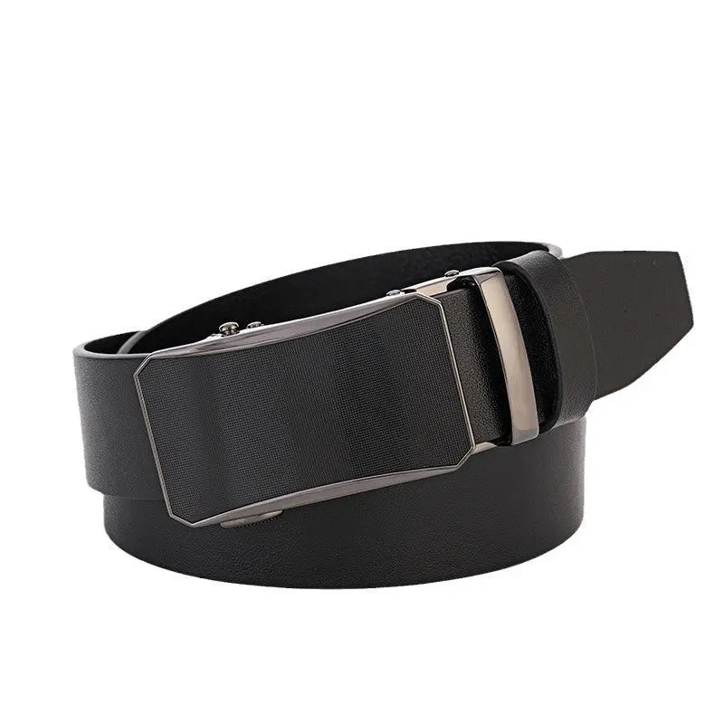 Mens Genuine Leather Belt - Automatic Buckle Cowhide Dress Belt | Luxury Business & Casual Waist Belt TED