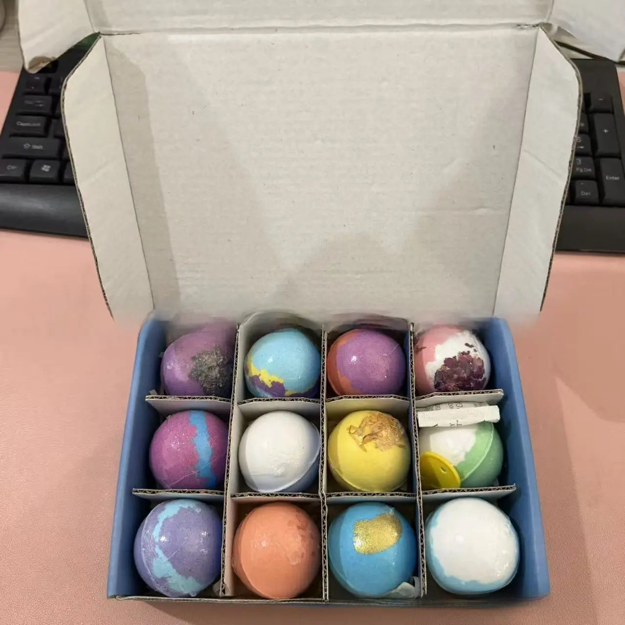 Floral Bath Bomb Gift Set Natural Sea Salt Fizzing Bath Balls | Colorful Spa Gift for Relaxation TED