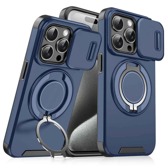 Magnetic Sliding Window Phone Case for iPhone 11 to 17 Pro Max