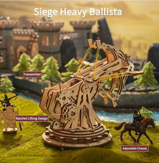 ROKR Siege Heavy Ballista 3D Wooden Puzzle – DIY Military Model Kit (142 Pieces)