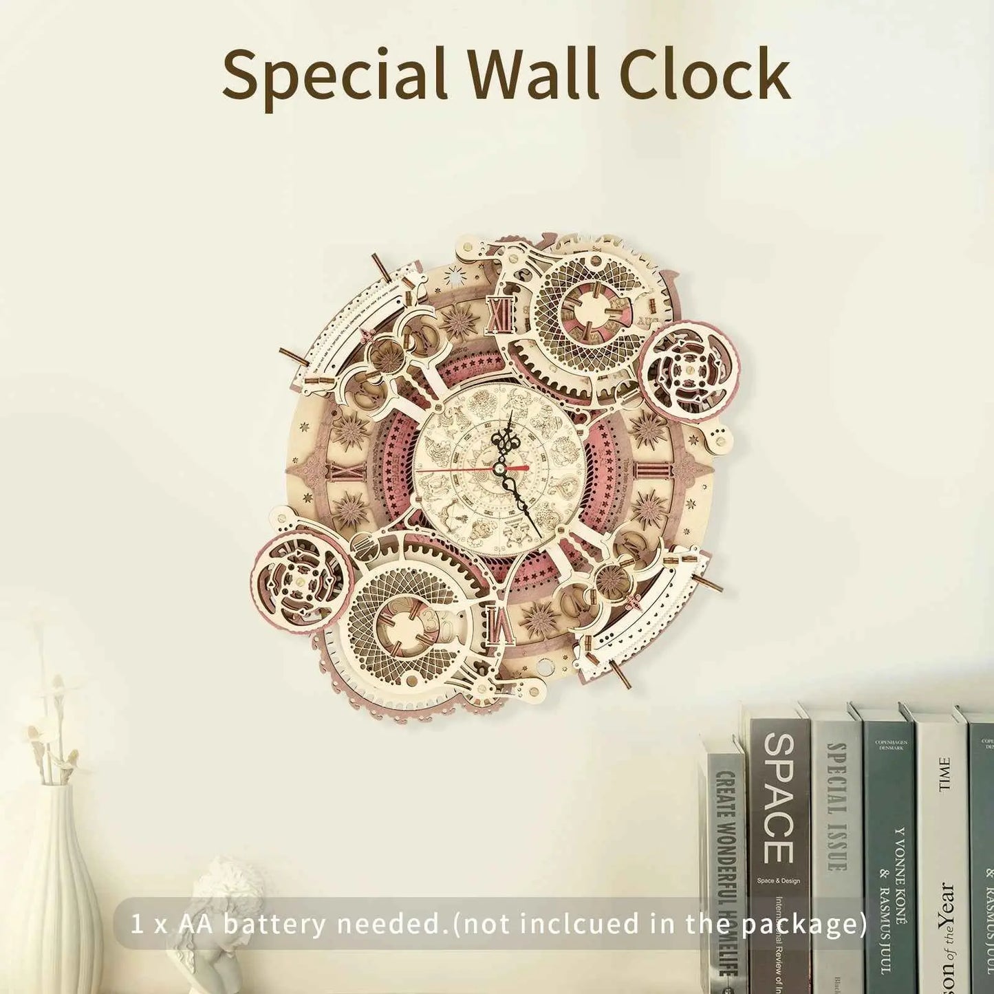 ROKR Zodiac Wall Clock 3D Wooden Puzzle – DIY Mechanical Model Kit (168 Pieces)