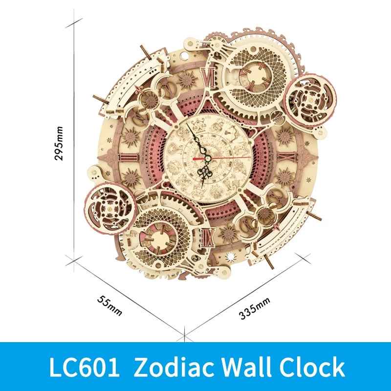 ROKR Zodiac Wall Clock 3D Wooden Puzzle – DIY Mechanical Model Kit (168 Pieces)