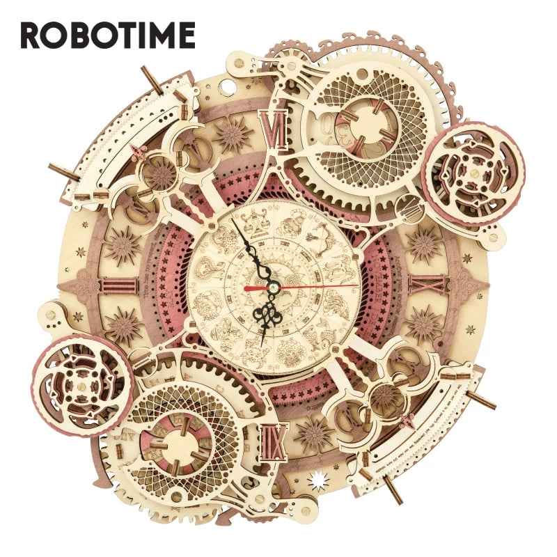 ROKR Zodiac Wall Clock 3D Wooden Puzzle – DIY Mechanical Model Kit (168 Pieces)