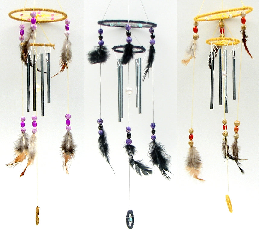 Dreamcatcher Wind Chime – Boho Feather Hanging Decor with Beads | Spiritual Outdoor & Indoor Windchime Ornament IWGAC