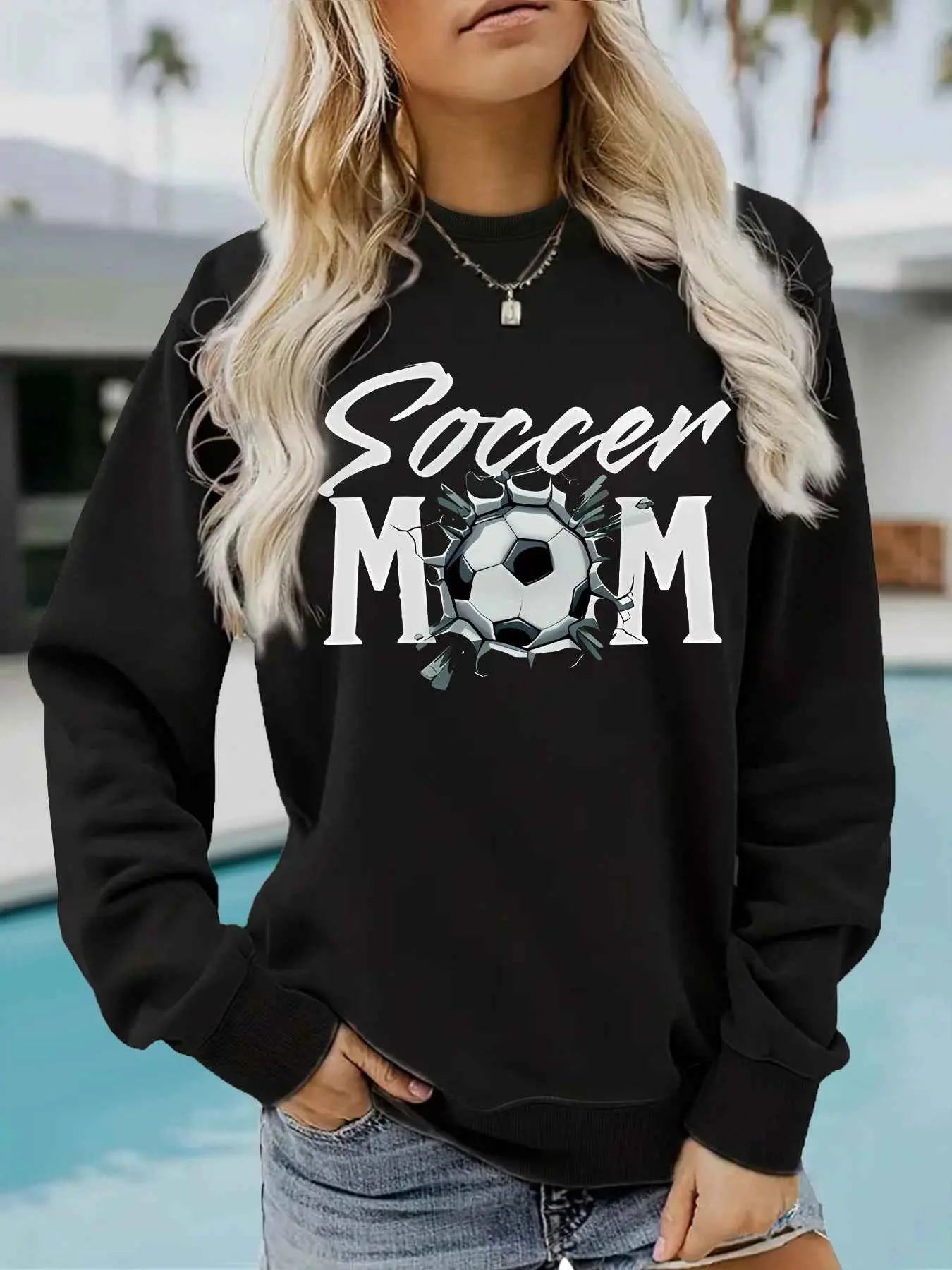 Soccer Mom Hoodie – Women’s Casual Streetwear Sweatshirt Printed Pullover