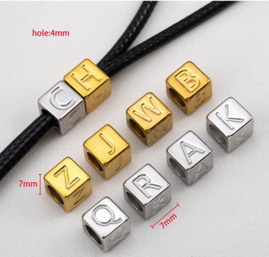 Stainless Steel Letter Beads A-Z – DIY Cube Alphabet Jewelry Charms 7mm