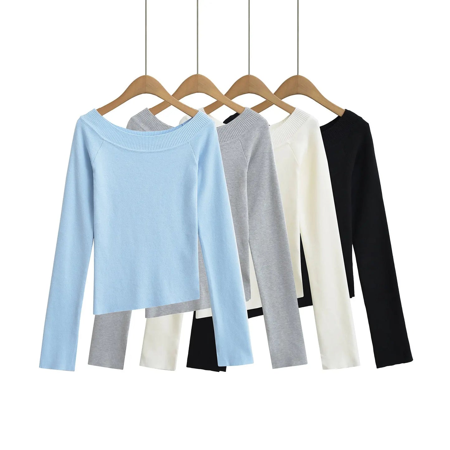 Women’s One-Shoulder Slim Fit Top – Long Sleeve Off Shoulder Shirt EPR