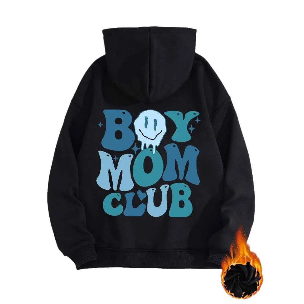 Boy Mom Club Hoodie – Women’s Oversized Streetwear Pullover with Pocket