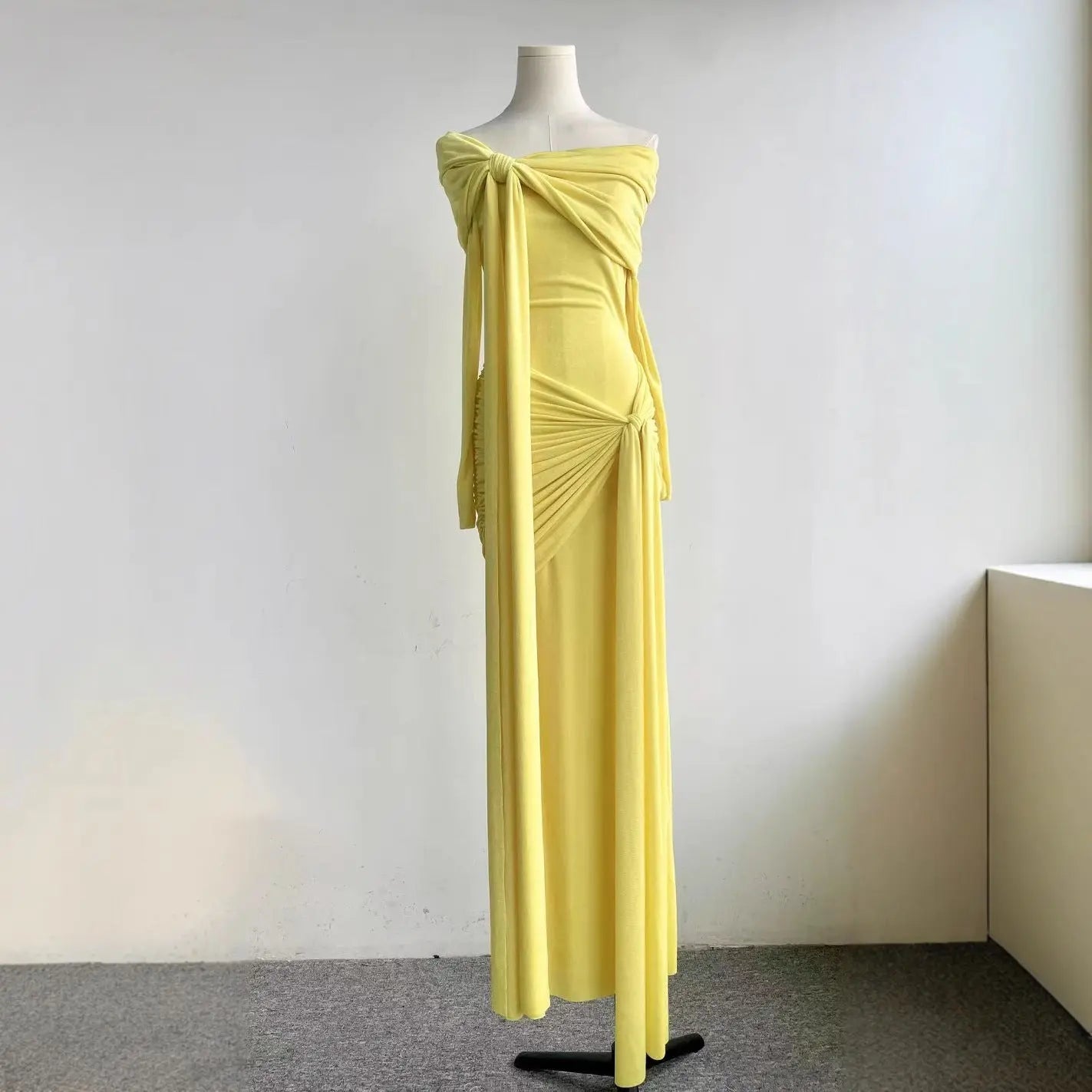 Women’s One-Shoulder Knit Maxi Dress – Elegant Fitted High Waist Long Sleeve Dress | Evening & Party Bodycon Gown