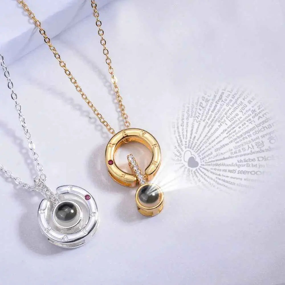 “I Love You” in 100 Languages Projection Necklace – Romantic Memory Pendant for Her