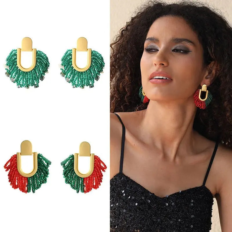Bohemian Beaded Drop Earrings – Romantic Glass Seed Bead Statement Jewelry EPR