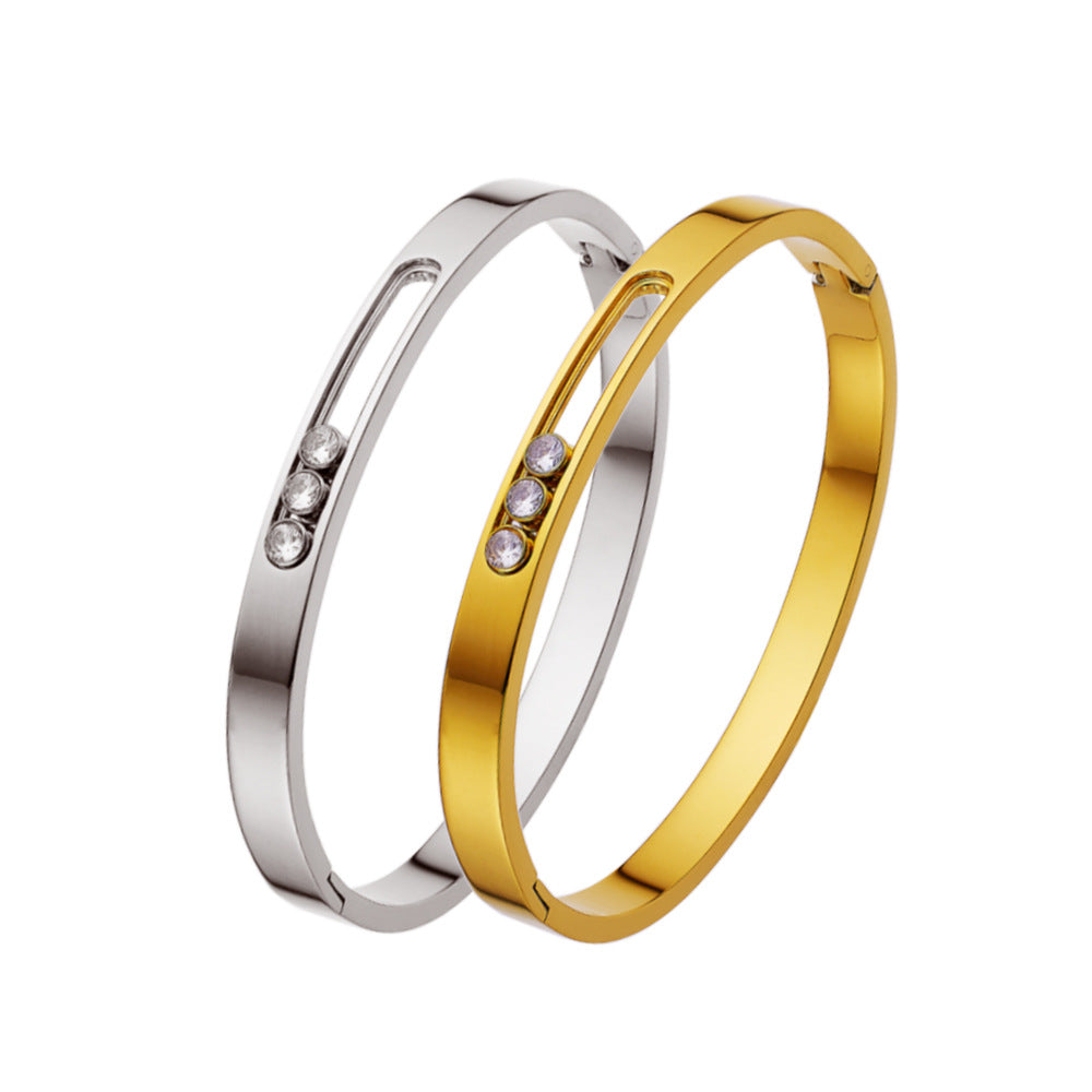 Women’s Titanium Steel Buckle Bracelet – INS Style Gold Stainless Steel Bangle | Free Shipping