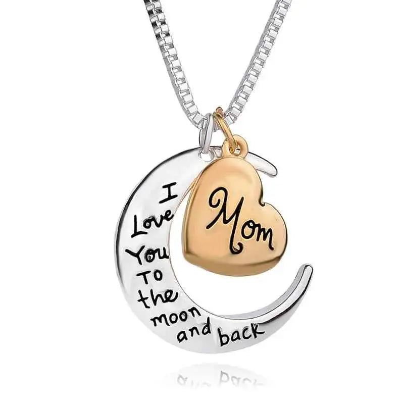 “I Love You Mom” Heart Pendant Necklace – Mother’s Day Gift Sweater Chain Jewelry