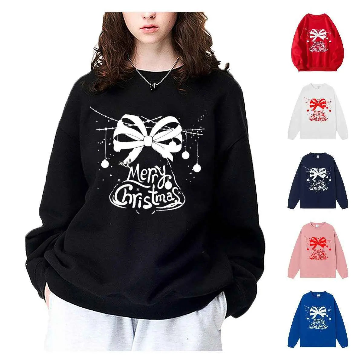 Women’s Christmas Anime Hoodie – Cute Cartoon Loose Fit Sweatshirt