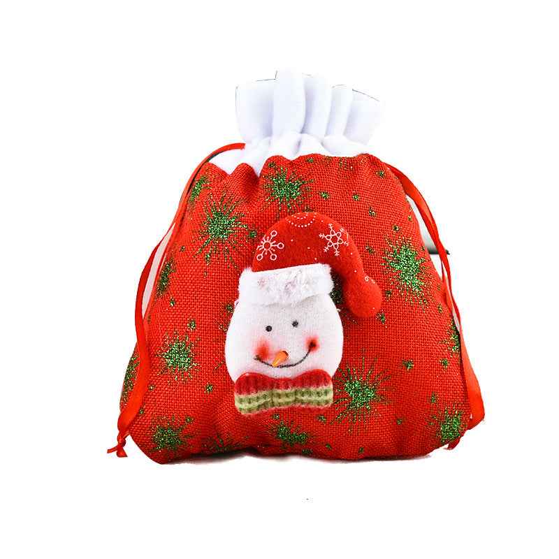 Christmas Linen Tote Gift Bag – 3D Printed Holiday Gift Bag for Parties