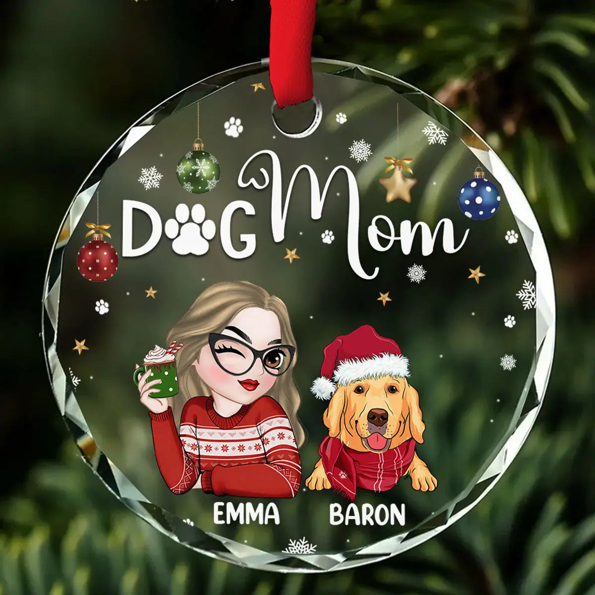 Personalized Glass Ornament – Custom Clear Hanging Decoration Gift EPR