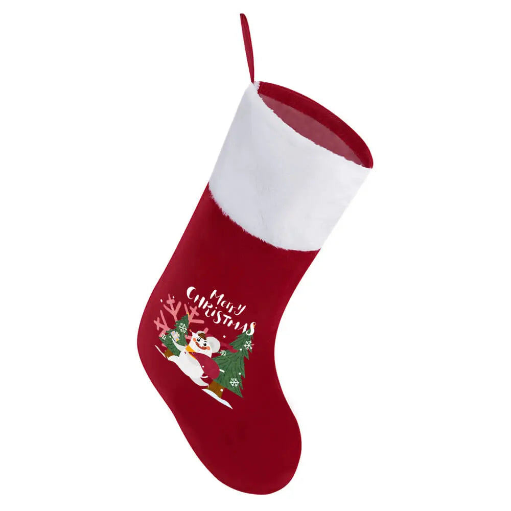 Christmas Stocking Sock – Red Plush Holiday Hanging Gift Bag Decoration EPR