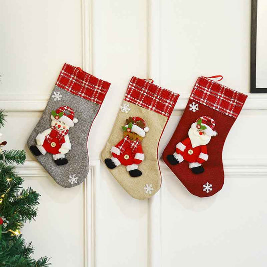 Santa Claus Christmas Sock Gift Bag – Burlap Candy Bag Holiday Stocking