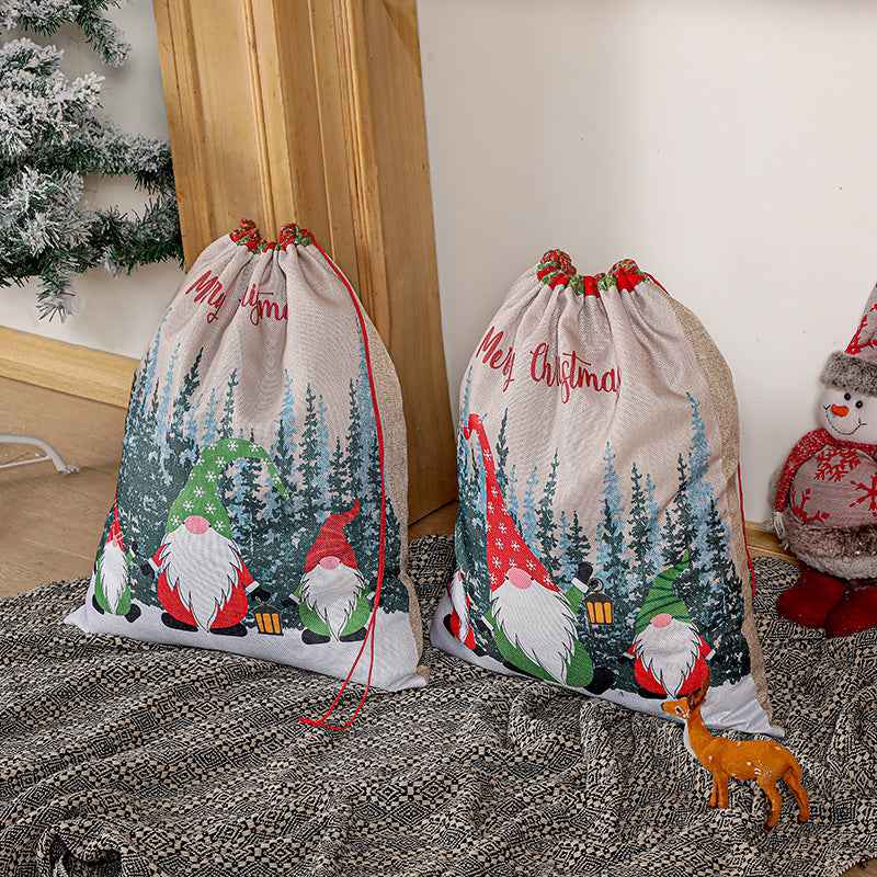 Santa Claus Christmas Gift Bag – Drawstring Holiday Sack for Kids & Gifts
