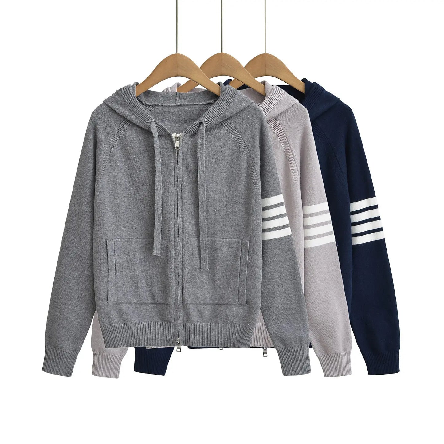 Women’s Hooded Zip Sweater – Color Block Long Sleeve Hoodie EPR
