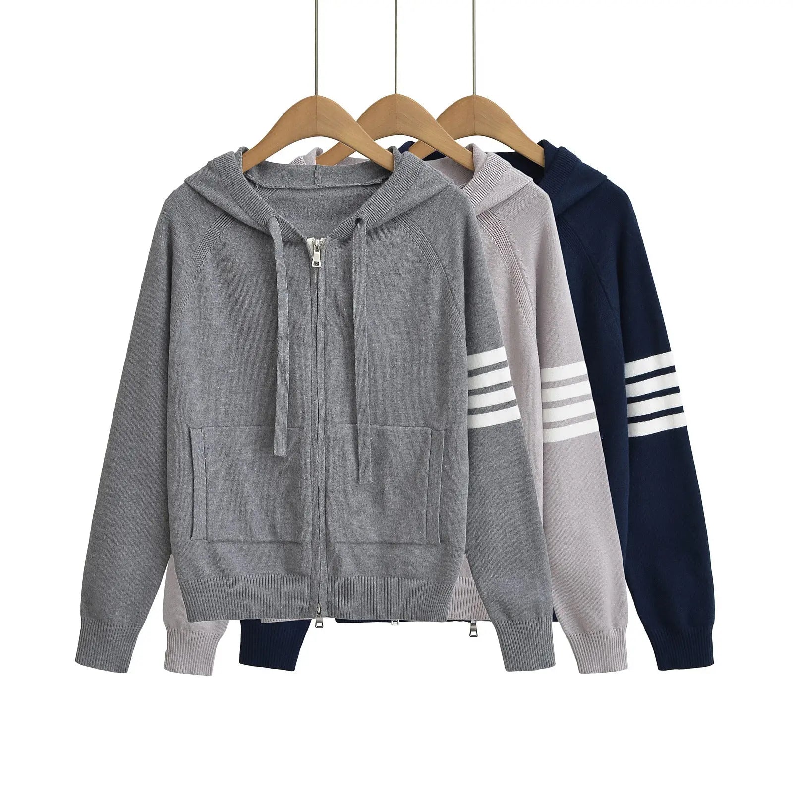 Women’s Hooded Zip Sweater – Color Block Long Sleeve Hoodie EPR