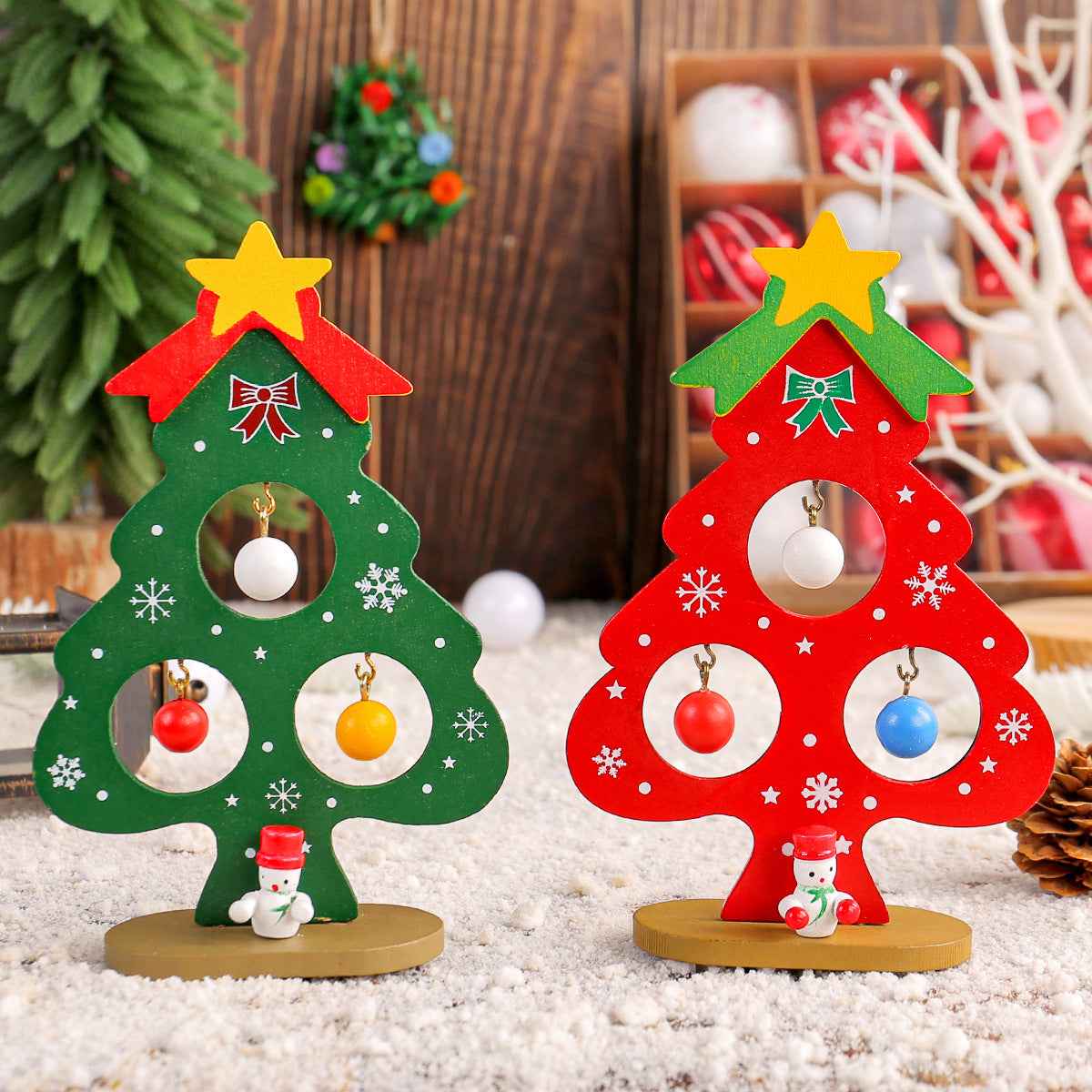 Wooden Christmas Tree Ornament for Children DIY Intelligence Toys