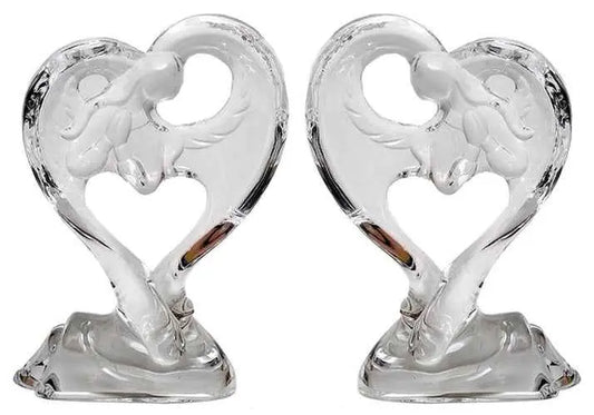 Roman Acrylic Angel Heart Figurines Set of 2 Clear Angel Decor Gift 5.5”