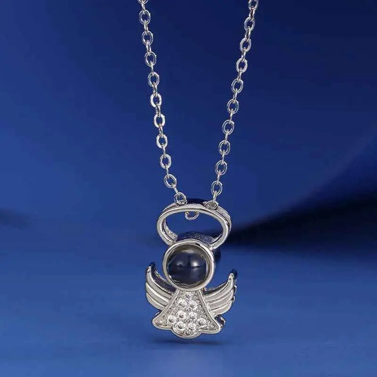 Little Angel “I Love You” in 100 Languages Projection Necklace – Romantic Angel Pendant Gift for Her