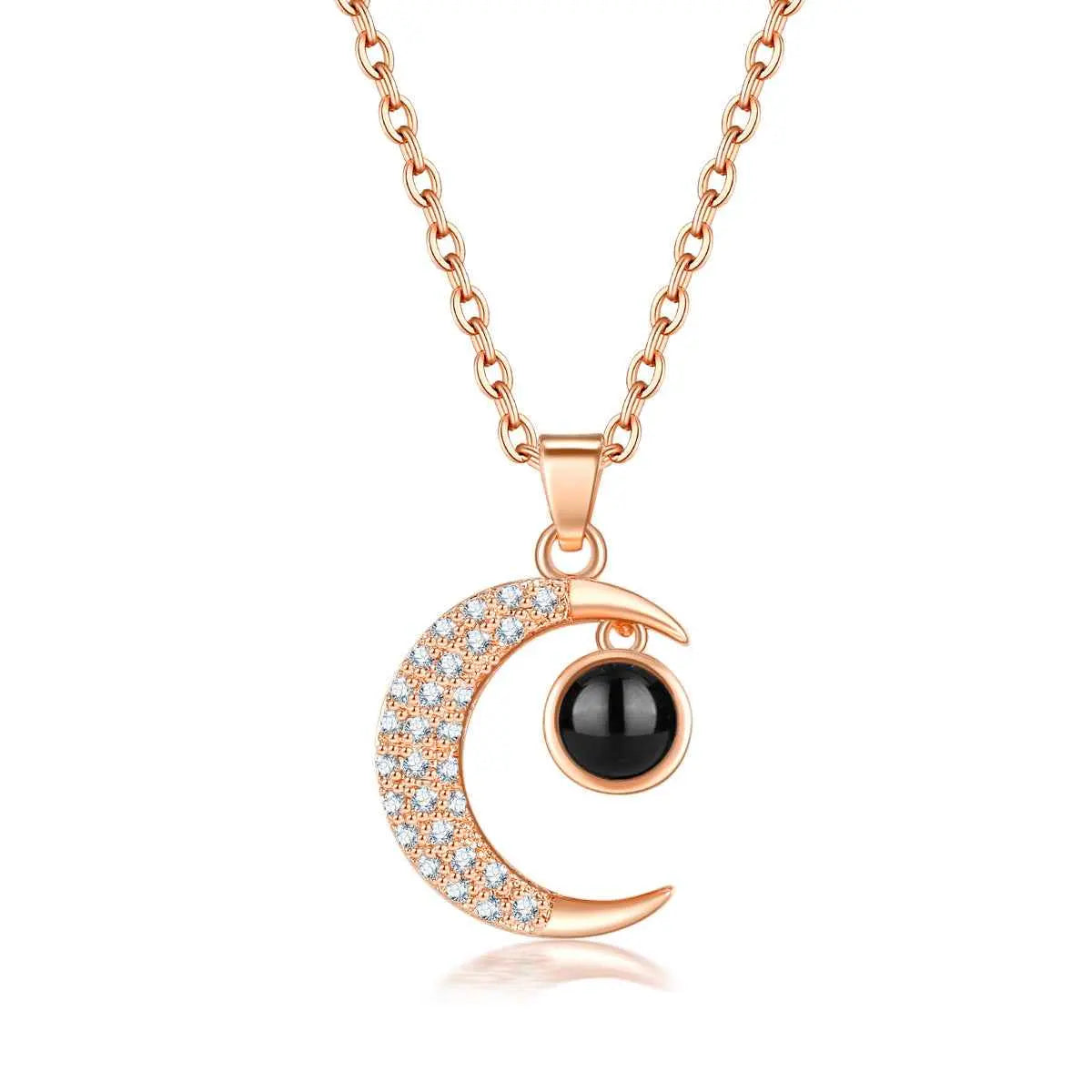 Star & Moon “I Love You” in 100 Languages Necklace – Projection Clavicle Pendant