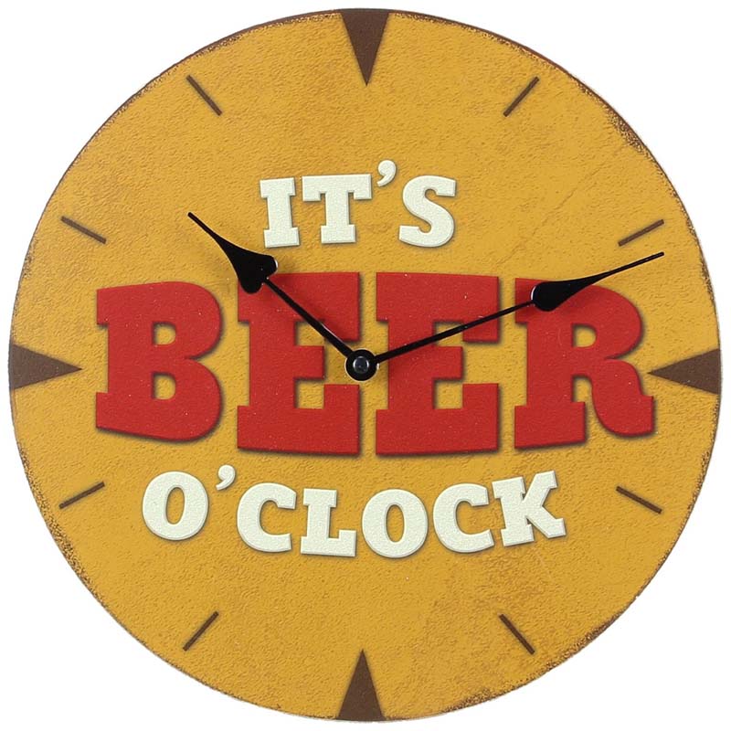 “It’s Beer O’Clock” Wooden Wall Clock – Rustic Beer Lover Bar Decor | Funny Pub & Man Cave Clock IWGAC