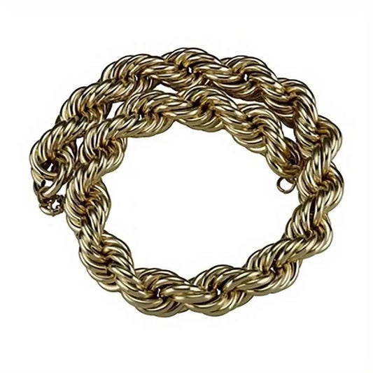 Men’s 30mm Chunky Rope Chain Necklace – 14K Gold Plated Hip Hop Jewelry (30 Inch)