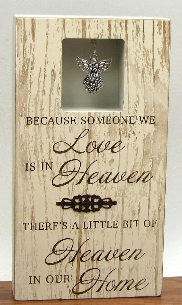 “Heaven in Our Home” Memorial Plaque – Angel Hanging Wooden Box Sign | Sympathy Gift & Remembrance Home Decor IWGAC
