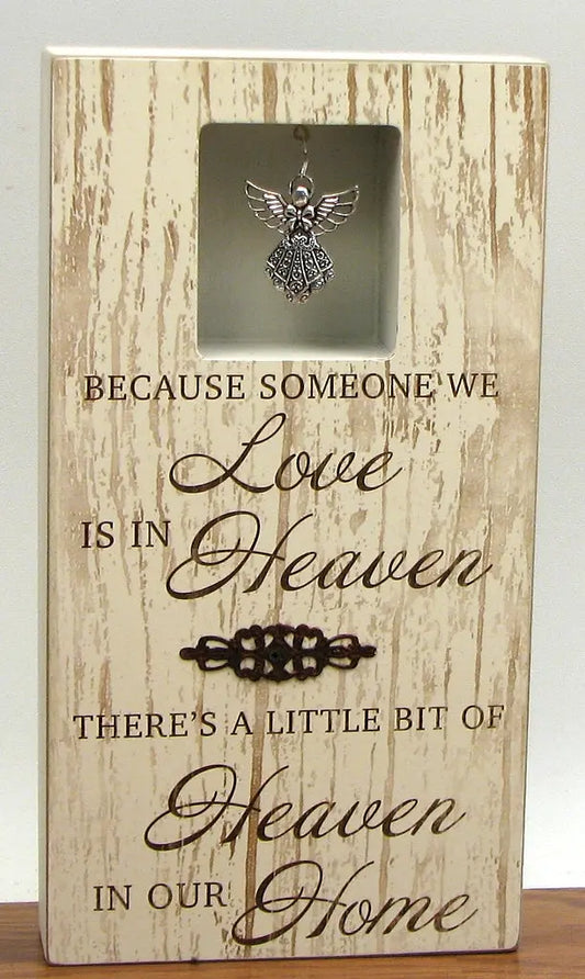 “Heaven in Our Home” Memorial Plaque – Angel Hanging Wooden Box Sign | Sympathy Gift & Remembrance Home Decor IWGAC