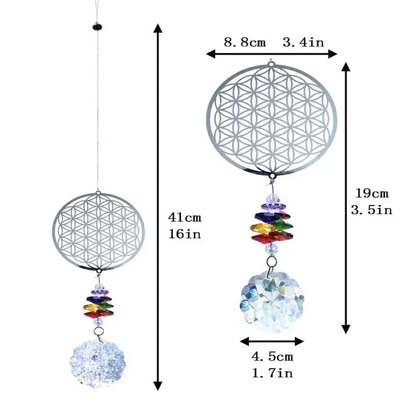 Crystal Flower of Life Suncatcher – Rainbow Window Hanging Prism Decor EPR