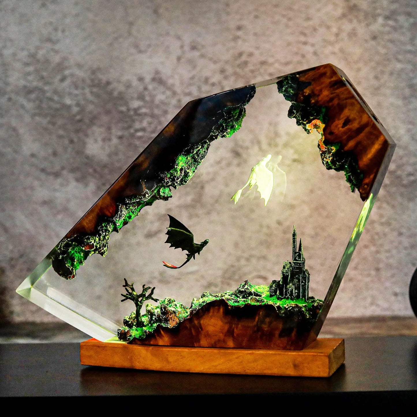 Handcrafted Dragon Resin Night Light Bohemian LED Decorative Lamp with Multicolor Lighting TED