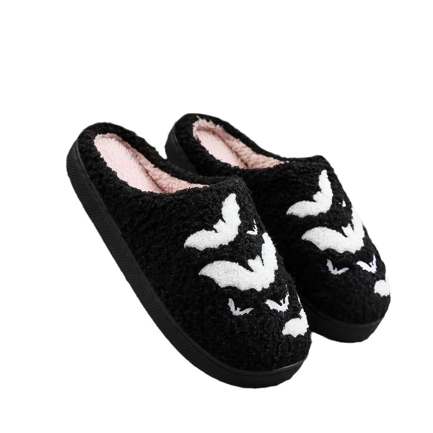 Halloween Plush Slippers Skull Pumpkin Ghost Cozy Anti-Slip Indoor Shoes TED