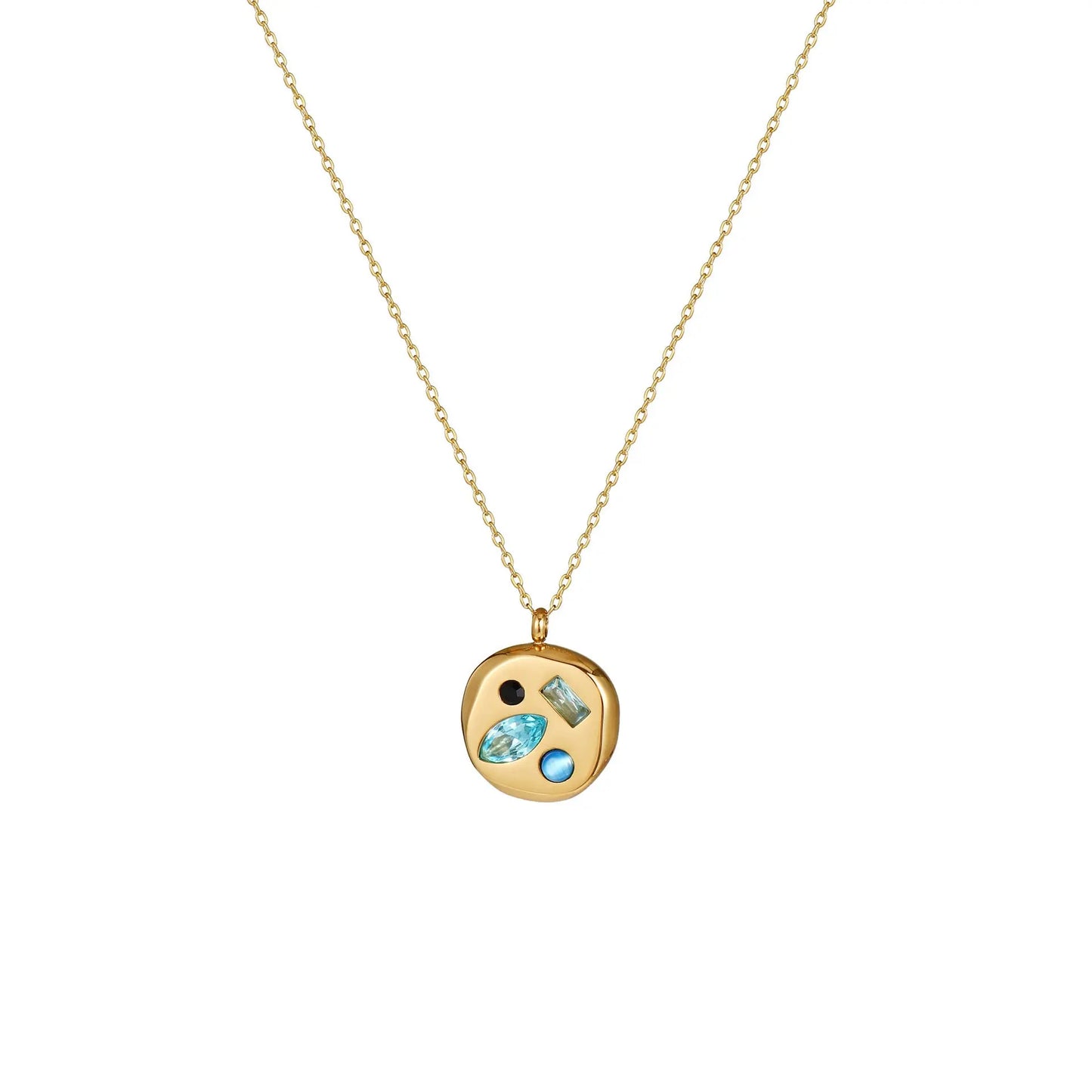 Birthstone Mom Necklace – Colorful Zircon Pendant Titanium Steel Gift for Mother CJ