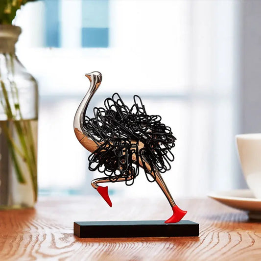 Modern Ostrich Sculpture – Creative Metal Desk Decor Office Gift CJ