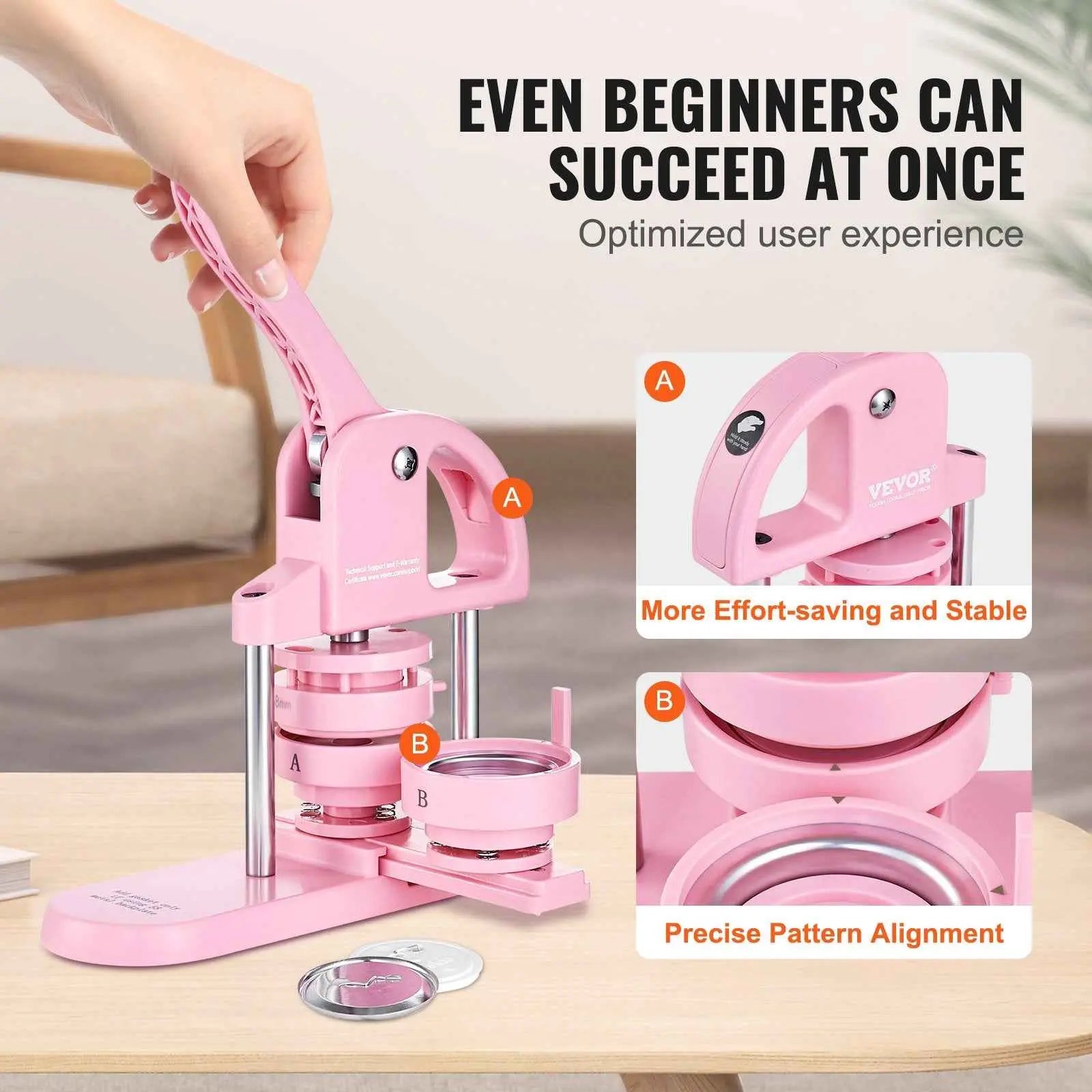 3-in-1 Button Maker Machine Kit – DIY Badge Press with 300pcs Parts & Panda Magic Book