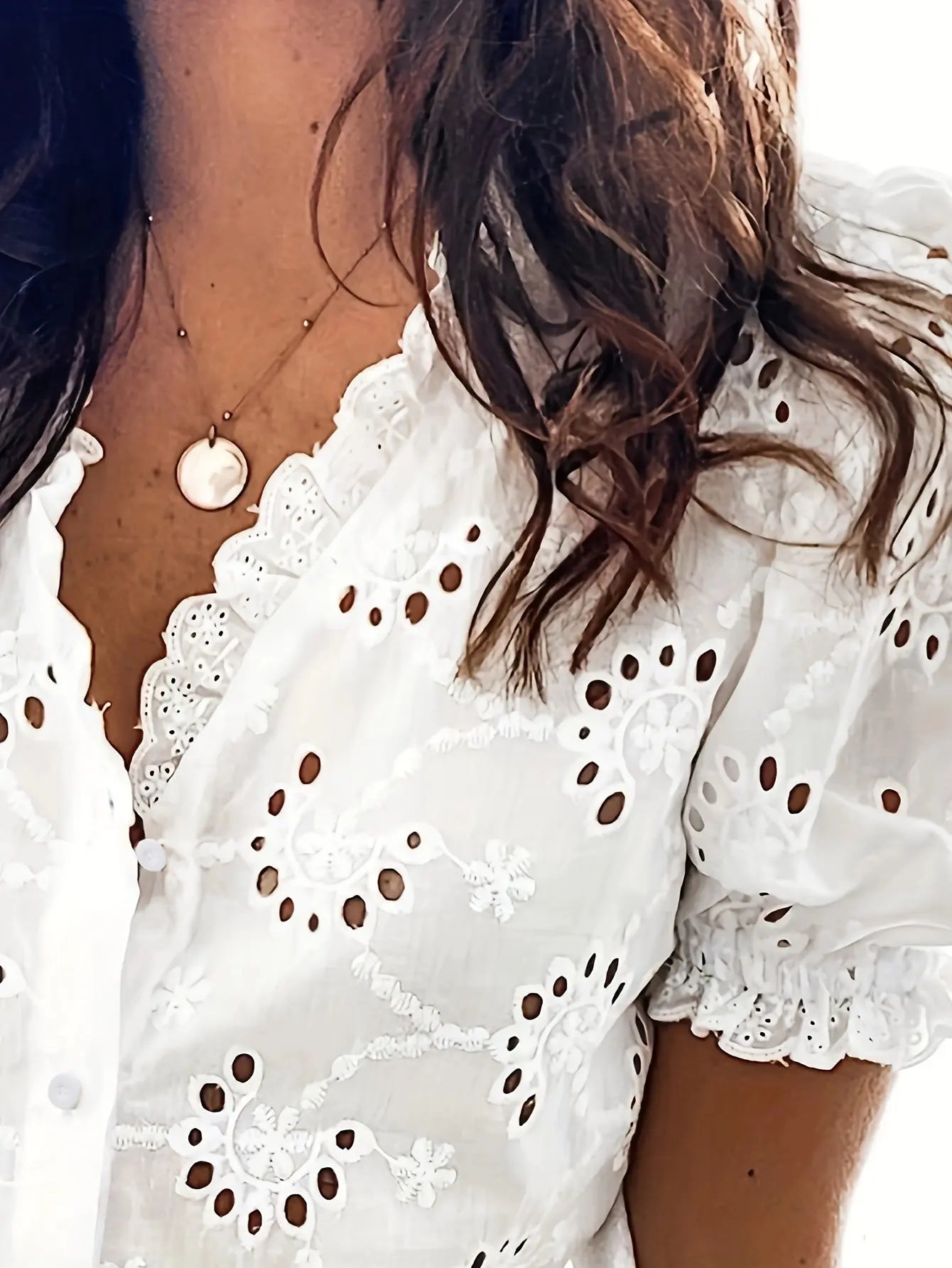 Women’s Elegant White Blouse – Single-Breasted Puff Sleeve Shirt | French Minimalist Office Top CJ