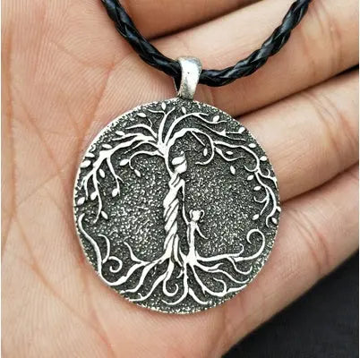 Viking Tree of Life Necklace – Mother & Two Children Pendant | Norse Family Jewelry Mother’s Day Gift CJ