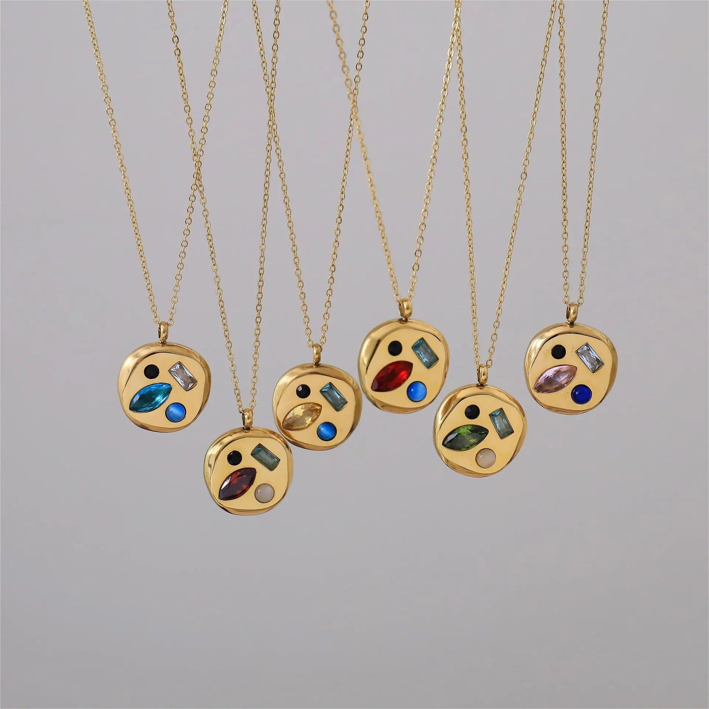 Birthstone Mom Necklace – Colorful Zircon Pendant Titanium Steel Gift for Mother CJ